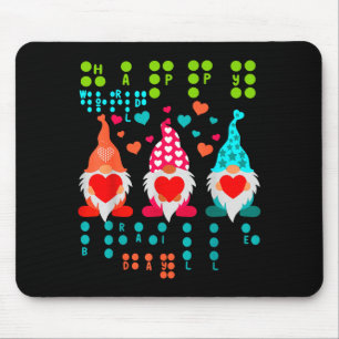 Fröhliche Valentins-Gnome Braille-Liebe – Süßes He Mousepad