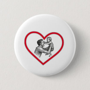 Fröhliche Vaterschaft - Papa und Baby Herz Illustr Button