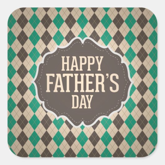Fröhliche Vatertag-Raute Quadratischer Aufkleber (Vorderseite)