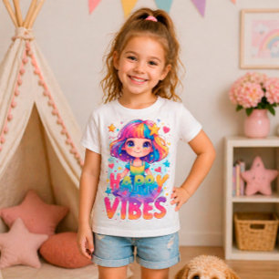 🌈 Fröhliche Vibes Bunte Süße Cartoon-Mädchen-Desi T-Shirt