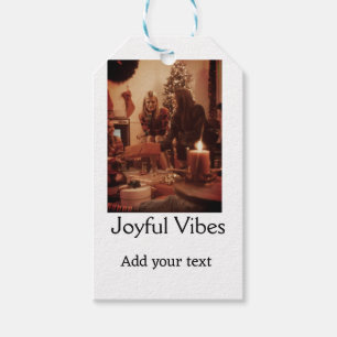Fröhliche Vibes fügen Familien-Weihnachtsfoto-Name Geschenkanhänger