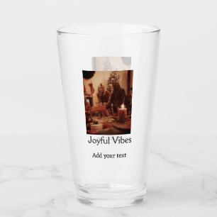 Fröhliche Vibes fügen Familien-Weihnachtsfoto-Name Glas