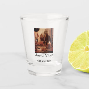Fröhliche Vibes fügen Familien-Weihnachtsfoto-Name Schnapsglas