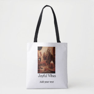 Fröhliche Vibes fügen Familien-Weihnachtsfoto-Name Tasche