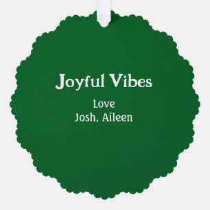 Fröhliche Vibes grüne Weihnachtsfeiertage Liebe Fa Ornament Karte