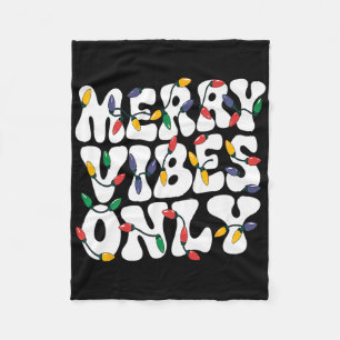 Fröhliche Vibes Nur Weihnachtslichter Urlaub Retro Fleecedecke