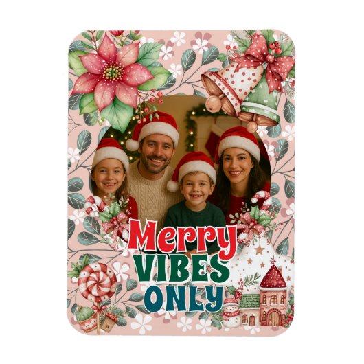 Fröhliche Vibes Only – Lustige Weihnachtskarte  Magnet (Vertikal)