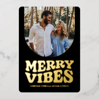 Fröhliche Vibes Spaß Retro Foto Schwarzes Gold Wei