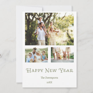 Fröhliche Vier-Foto-Familie Neujahr Feiertagskarte