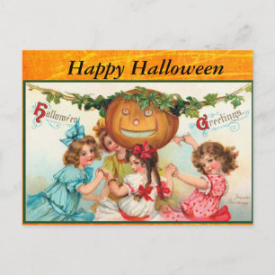 Fröhliche Vintage-Halloween-Postkarte Postkarte