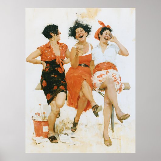 Fröhliche Vintage-Sommerfreunde Poster (Vorne)