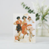 Fröhliche Vintage-Sommerfreunde Postkarte (Stehend Vorderseite)
