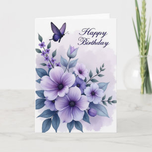 Fröhliche Violette Blütenkarte Karte