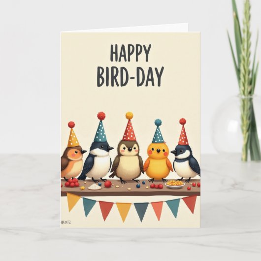 Fröhliche Vogelparty-Karte Karte (Vorderseite)