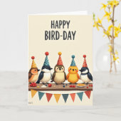 Fröhliche Vogelparty-Karte Karte (Gelbe Blume)