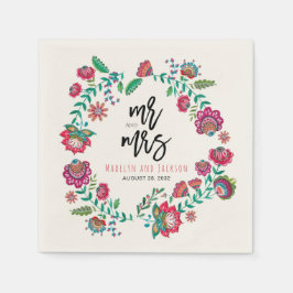 fröhliche volkstümliche Blume mehrfarbiges Hochzei Serviette