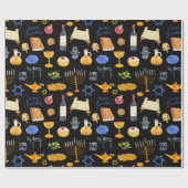 Fröhliche Wasserfarbe Hanukkah Illustrationsmuster Geschenkpapier (Flach)