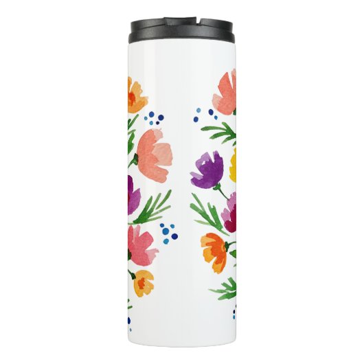 Fröhliche Wasserfarben Florals Thermosbecher (Rückseite)