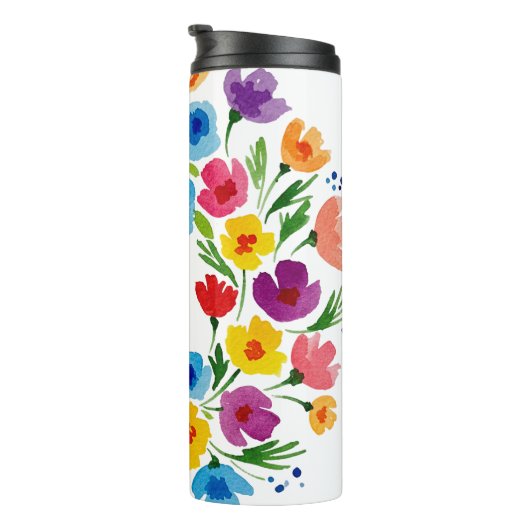 Fröhliche Wasserfarben Florals Thermosbecher (Nach rechts gedreht)