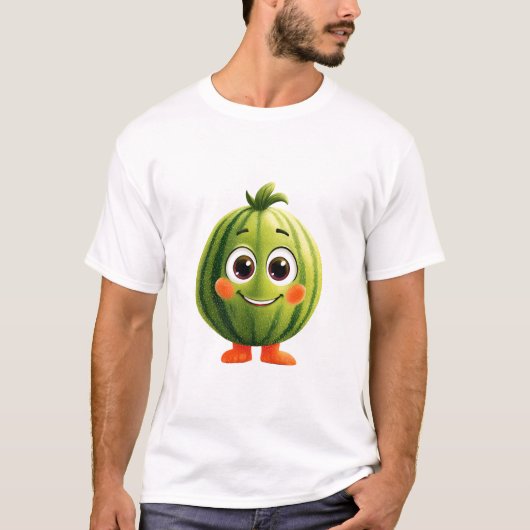 Fröhliche Wassermelonen-Maskottchen T-Shirt (Vorderseite)