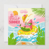 Fröhliche Watermelon Hallo Sommer Grußkarte (Vorderseite)
