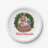 Fröhliche Weihn frohe Weihnacht-deutsche Retro Pappteller (Vorderseite)