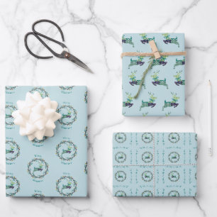 Fröhliche Weihnacht Hirsch Türkis Geschenkpapier S Set