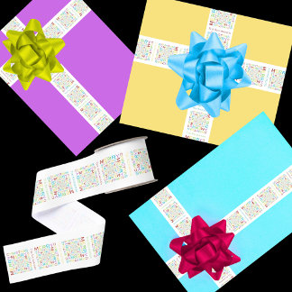 Fröhliche Weihnacht-Typografie in hellen und bunte Ripsband
