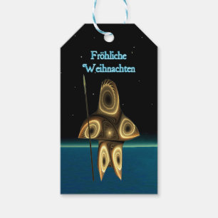 Frohliche Weihnachte - Fraktal Inuit Hunter Geschenkanhänger