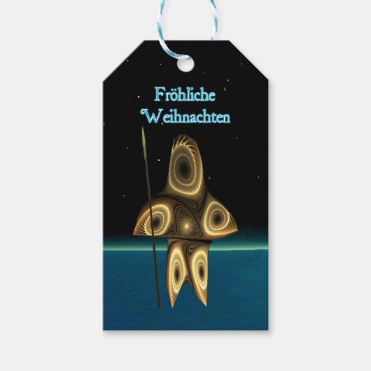 Frohliche Weihnachte - Fraktal Inuit Hunter Geschenkanhänger (Vorderseite)