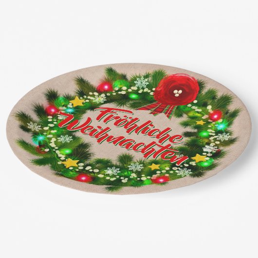 Fröhliche Weihnachten 9" Pappteller (Schrägansicht)