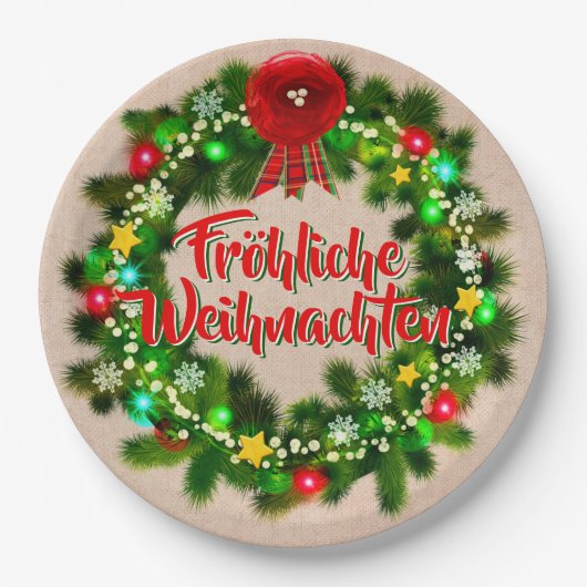 Fröhliche Weihnachten 9" Pappteller (Vorderseite)