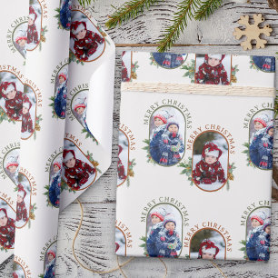 Fröhliche Weihnachten abgerundete Raute 2 Foto Geschenkpapier