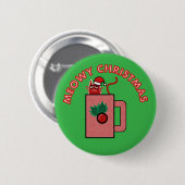 FROHLICHE WEIHNACHTEN Anstecknadel Grün (Vorne & Hinten)