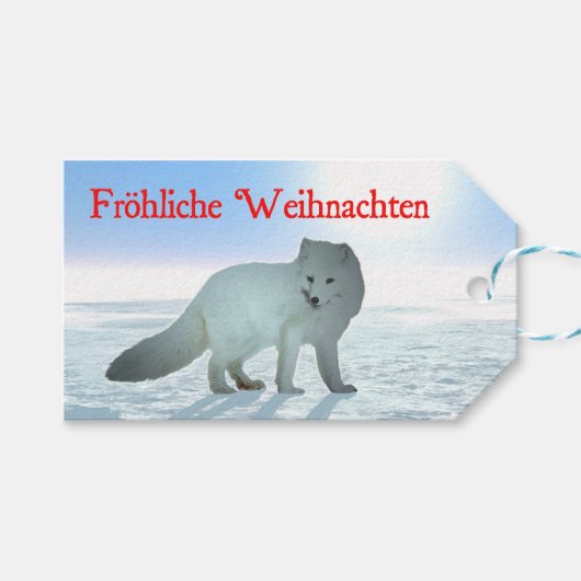 Frohliche Weihnachten - Arctic Fox Geschenkanhänger (Vorderseite (Horizontal))