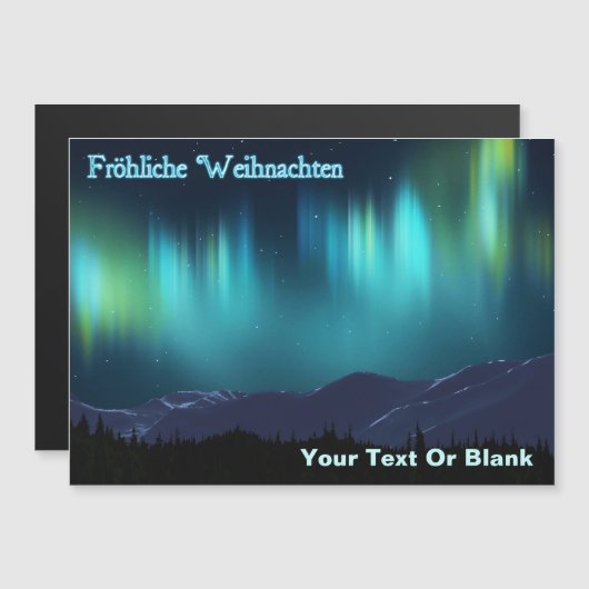 Fröhliche Weihnachten - Aurora Borealis Magnetkarte (Vorne/Hinten)