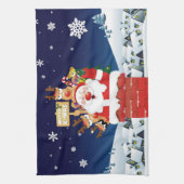 Fröhliche Weihnachten aus der Crew des Weihnachtsm Geschirrtuch (Vertikal)