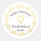 Fröhliche Weihnachten Aus der Küche der Gefälteste Runder Aufkleber (Vorderseite)