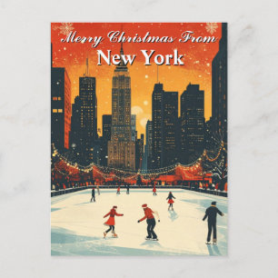 Fröhliche Weihnachten aus New York Festliches Eisl Postkarte
