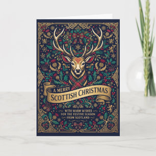 Fröhliche Weihnachten aus Schottland-Hirschkarte Karte