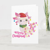 fröhliche Weihnachten axolotl santa Einladung (Vorderseite)