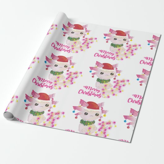 fröhliche Weihnachten axolotl santa Geschenkpapier (Ungerollt)