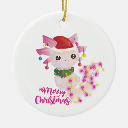 fröhliche Weihnachten axolotl santa Keramik Ornament (Vorne)