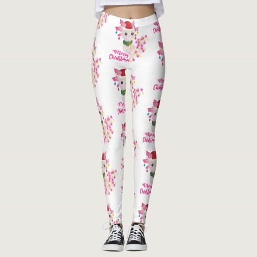 fröhliche Weihnachten axolotl santa Leggings (Vorderseite)