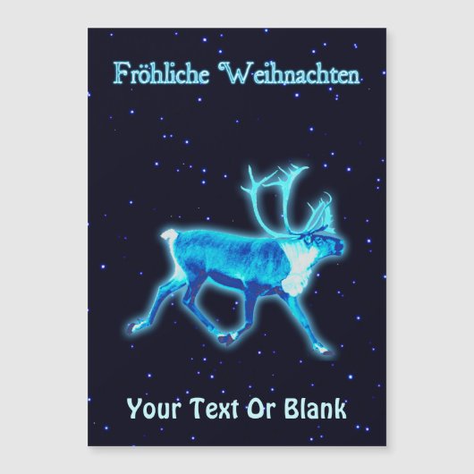 Fröhliche Weihnachten - Blaue Karibik (Reindeer) Magnetkarte (Vorderseite)