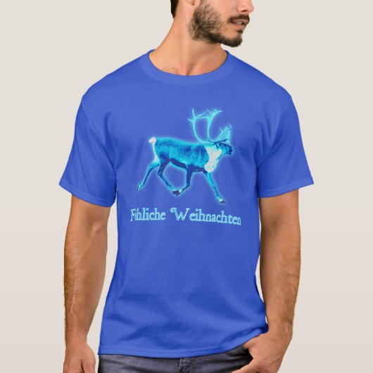Fröhliche Weihnachten - Blaue Karibik (Reindeer) T-Shirt (Vorderseite)