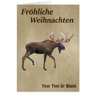 Fröhliche Weihnachten - Bull Moose Auf Altem Papie