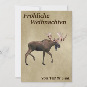 Fröhliche Weihnachten - Bull Moose Auf Altem Papie