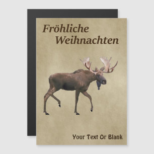 Fröhliche Weihnachten - Bull Moose Auf Altem Papie Magnetkarte
