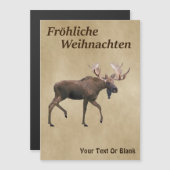 Fröhliche Weihnachten - Bull Moose auf Altpapier Magnetkarte (Vorne/Hinten)
